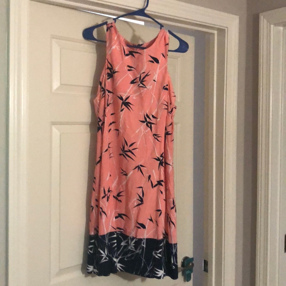 BR Below the knee salmon/navy spring/summer dress